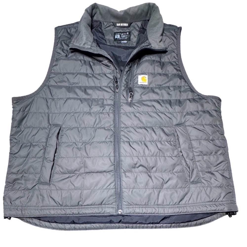 Carhartt Vest Mens 2XL Rain Defender Insulated Grey Nylon Quilted Relaxed Fit